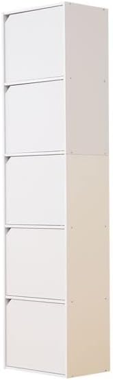 カラーボックス/収納棚 【5段 ホワイト】 幅約41.4cm 脱着式扉付き A4